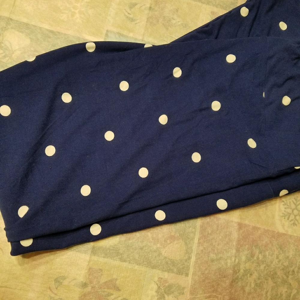 Lularoe Navy polka dot leggings Tall & Curvy